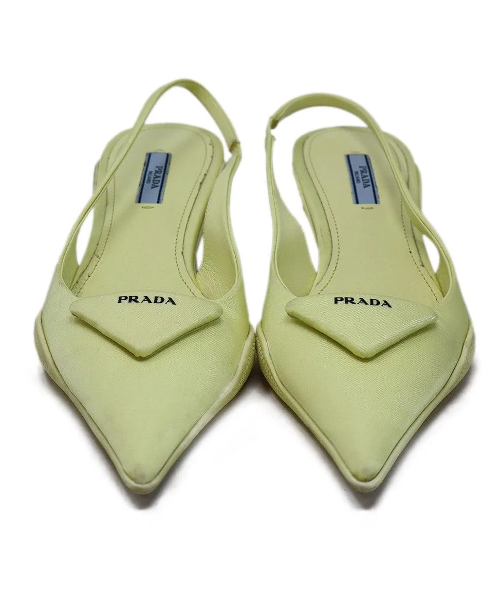 Prada Neon Yellow Nylon Slingbacks sz 7.5