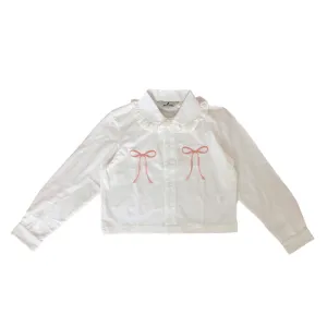 RIBBON GIRL LS SHIRT WHITE
