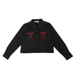 RIBBON GIRLS LS SHIRT BLACK