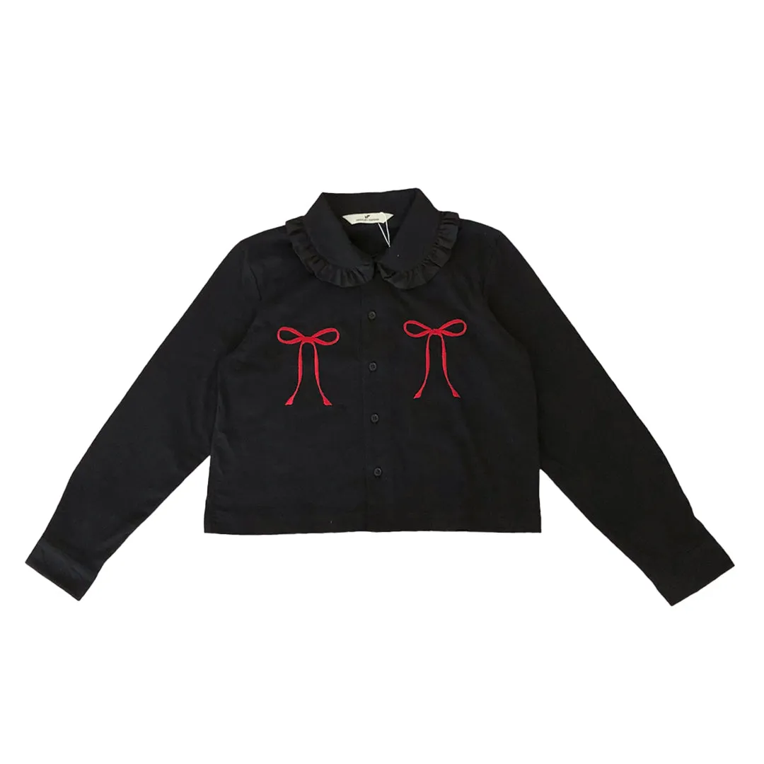RIBBON GIRLS LS SHIRT BLACK