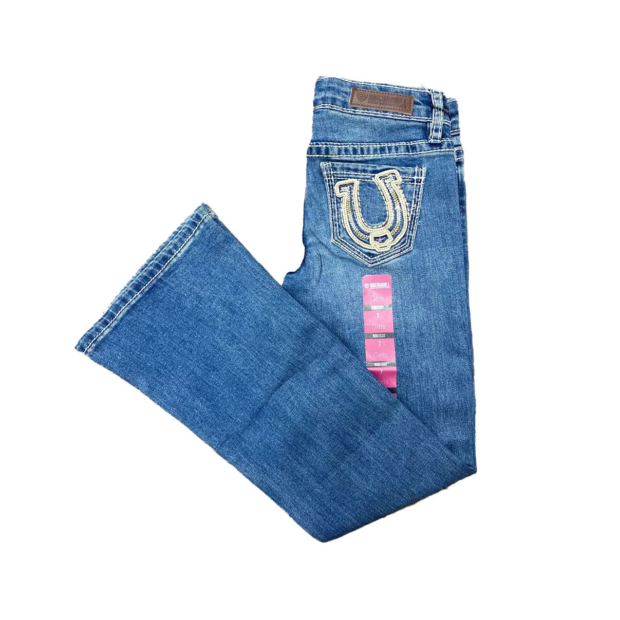 Rock&Roll Girl's Horseshoe Embroidery Bootcut Jean BG4MD04799