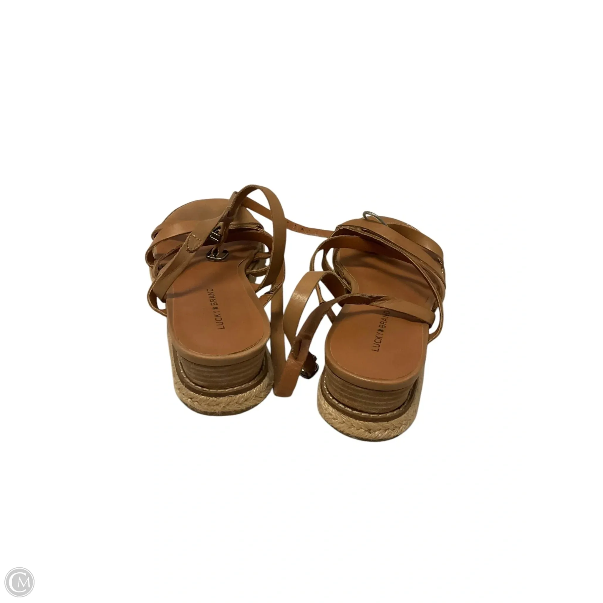 Sandals Heels Wedge By Lucky Brand In Tan, Size: 8.5