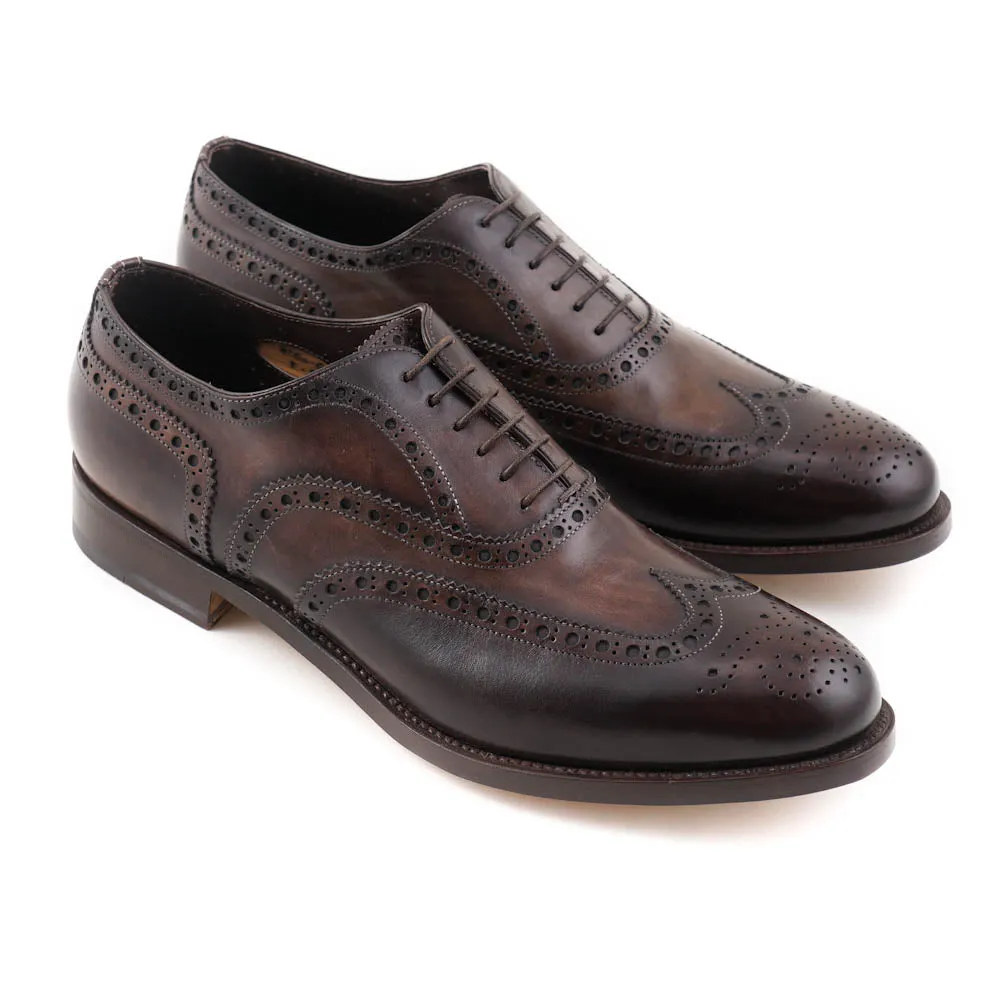 Santoni Wingtip Brogue in Antiqued Brown