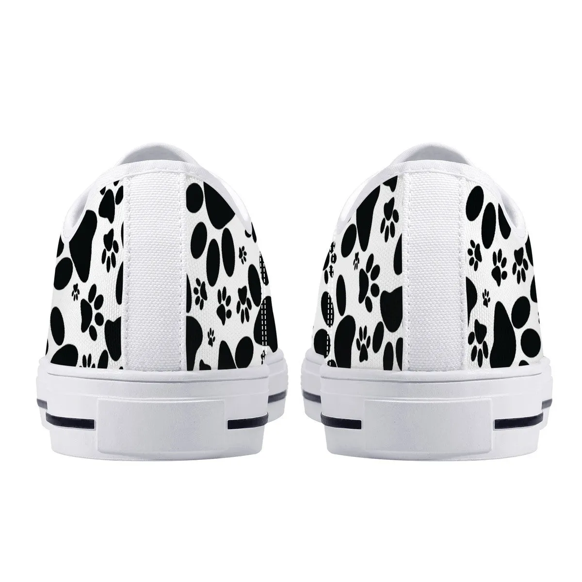Stealthy Tracks: Black Animal Paw Prints Canvas Sneakers