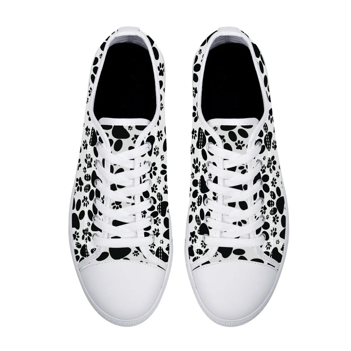 Stealthy Tracks: Black Animal Paw Prints Canvas Sneakers