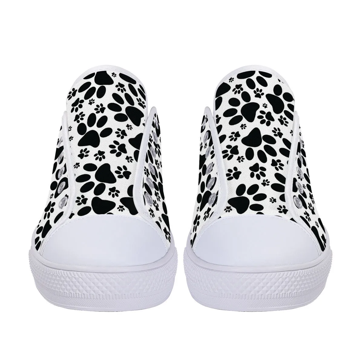 Stealthy Tracks: Black Animal Paw Prints Canvas Sneakers