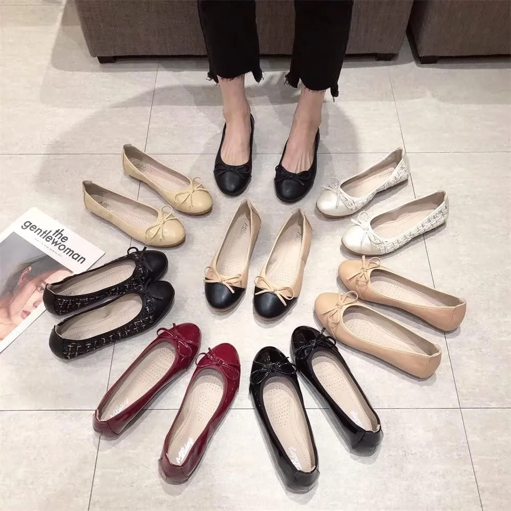 Stunner Women's Casual Flats Comfortable Round Toe Slip On Ballet Flats with Bow Decoration